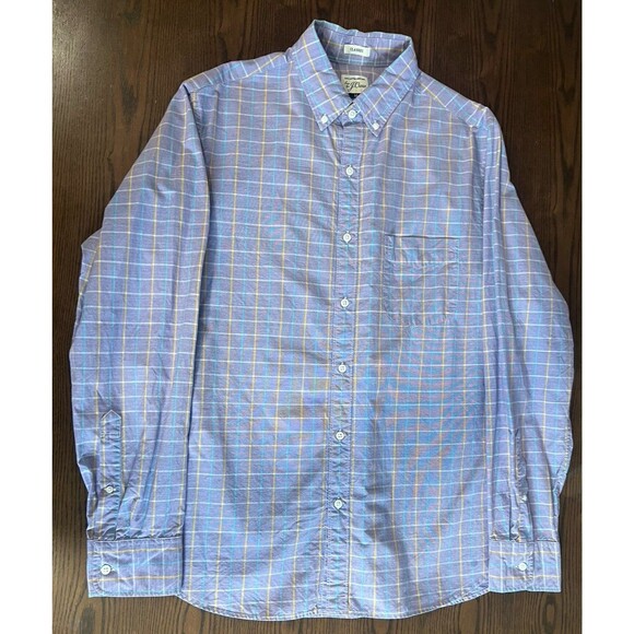 J.Crew Classic Fit Button Down Shirt Men’s Medium Purple Plaid 100% Cotton Casua - Picture 1 of 5